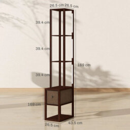 Floor Lamp With Shelves, Led Standing Lamp With Fabric Drawer, Brown - thumbnail 2