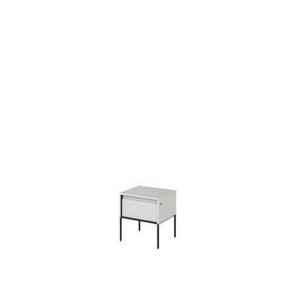 Arte Modern Andmultifunctional  Bedside Cabinet Side Table (H)500mm (W)460mm (D)400mm -White Matt With Black Legs - image 1
