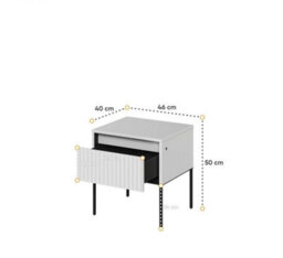 Arte Modern Andmultifunctional  Bedside Cabinet Side Table (H)500mm (W)460mm (D)400mm -White Matt With Black Legs - thumbnail 2