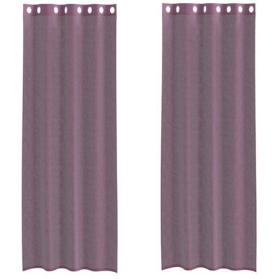 Berkfield Durable Voile Curtains With Grommets 2 Pcs Purple 140X260 Cm - image 1