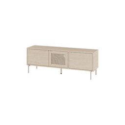 "Decortie Modern 140Cm Tv Stand Unit 50"" Tvs With 3 Soft-Close Doors, Laser-Cut Pattern, Storage Shelves, Sonoma Oak" - thumbnail 2