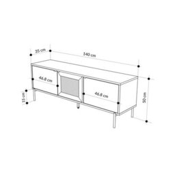 "Decortie Modern 140Cm Tv Stand Unit 50"" Tvs With 3 Soft-Close Doors, Laser-Cut Pattern, Storage Shelves, Sonoma Oak" - thumbnail 1