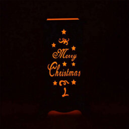 Shatchi Led Candle Flameless Table Top Wooden Holder Engraved Merry Christmas White Battery Operated - thumbnail 6