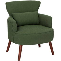 Green Upholstered Armchair With Rubber Wood Legs For Living Room - thumbnail 5