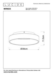 Lucide Mirage Modern Flush Ceiling Light 38Cm - Led Dim. - 1X22W 2700K - White - thumbnail 6