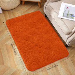 Aspire Homeware Non-Slip Rust Shaggy Rug Soft Fluffy Washable Doormat, (L)80Cm X (W)50Cm - thumbnail 1