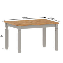 "Mercers Furniture Corona Grey Wax 4'0"" Dining Table & 4 Chairs Set Solid Wood Pine Wooden Kitchen With Mexican Styling" - thumbnail 7