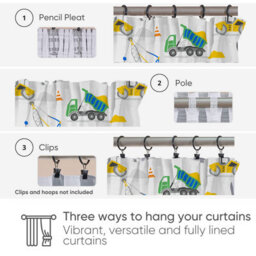 Bloomsbury Mill - Construction Diggers Curtains For Kids Bedroom - Lined Curtain Pair Inc Tie Backs 66 X 72 Inch Or 168Cm X 183Cm - thumbnail 3