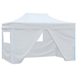 Walplus Professional Folding Party Tent Garden Gazebo Canopy With 4 Sidewalls 3X4 M Steel White - thumbnail 1