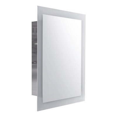 Ibathuk Bristol Wall Mounted Stainless Steel Bathroom Mirror Cabinet, Modern Sliding Door Storage Unit With Shelf, 660 X 480mm - image 1