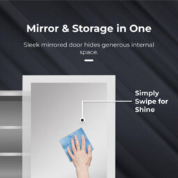 Ibathuk Bristol Wall Mounted Stainless Steel Bathroom Mirror Cabinet, Modern Sliding Door Storage Unit With Shelf, 660 X 480mm - thumbnail 2
