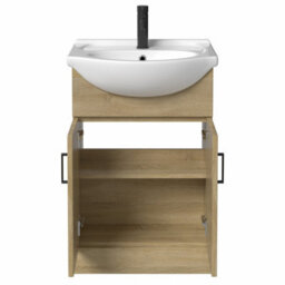 Affine Bathroom Vanity Unit Basin Sink Single Tap Hole Freestanding 560mm Oak Effect - thumbnail 5
