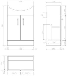 Affine Bathroom Vanity Unit Basin Sink Single Tap Hole Freestanding 560mm Oak Effect - thumbnail 6
