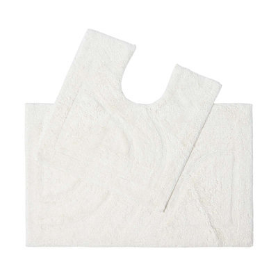 Homescapes Luxury Reversible Cotton Bath Mat Set - Natural Cream - image 1