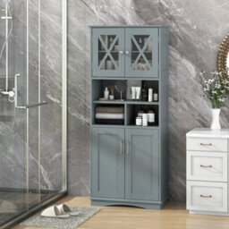 Tall Bathroom Cabinet Large Floor Storage Cabinet - thumbnail 3