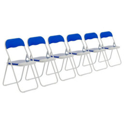 Harbour Housewares Coloured Padded Folding Chairs - Blue - Pack Of 6 - thumbnail 1