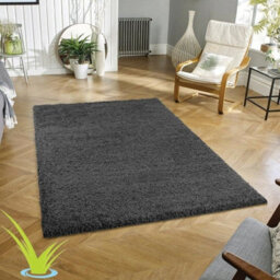 STALWART Modern Shaggy Rug - 5Cm Plush Thick Pile, Non-Slip, Soft Touch Carpet - Washable Area Rugs (Dark Grey, 60X110 Cm) - thumbnail 1