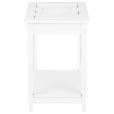 Beliani White Glass Top Side Table 57X40 Cm, One Shelf - Bedside And Living Room Table - image 1