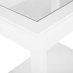 Beliani White Glass Top Side Table 57X40 Cm, One Shelf - Bedside And Living Room Table - thumbnail 6