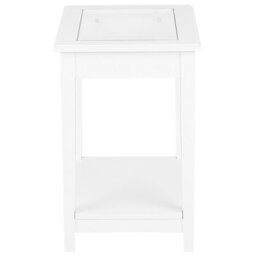 Beliani White Glass Top Side Table 57X40 Cm, One Shelf - Bedside And Living Room Table - thumbnail 1