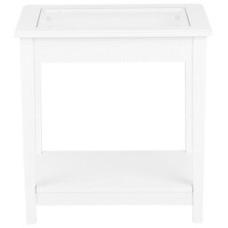Beliani White Glass Top Side Table 57X40 Cm, One Shelf - Bedside And Living Room Table - thumbnail 5