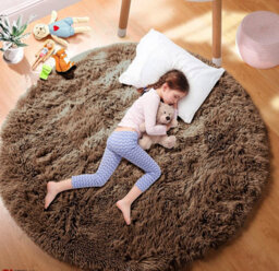 Ameha Round Rugs Living Room Brown Area Rugs 120 X 120Cm For Bedroom Anti Slip Thick Pile Small Fluffy Shaggy Rug Non Shedding - thumbnail 4