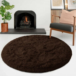 Ameha Round Rugs Living Room Brown Area Rugs 120 X 120Cm For Bedroom Anti Slip Thick Pile Small Fluffy Shaggy Rug Non Shedding - thumbnail 1