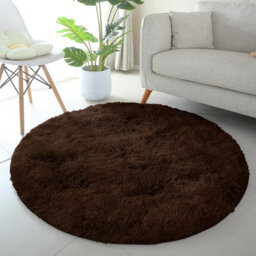 Ameha Round Rugs Living Room Brown Area Rugs 120 X 120Cm For Bedroom Anti Slip Thick Pile Small Fluffy Shaggy Rug Non Shedding - thumbnail 2