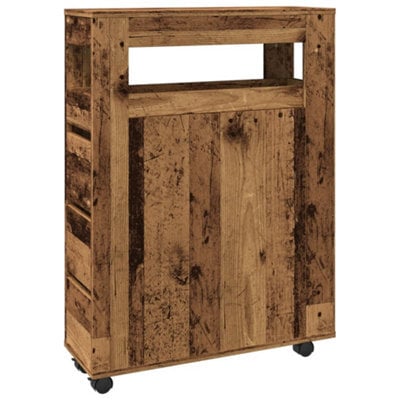 Berkfield Classic Narrow Bathroom Cabinet With Wheels Old Wood Engineered Wood
