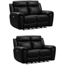 Furniture Instore Sienna Black Leather Aire 2+2 Seater Sofa Set - thumbnail 1