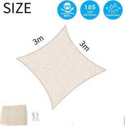 White 3X3M Shade Sail Uv Resistant - thumbnail 3