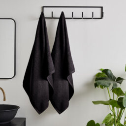 Catherine Lansfield Quick Dry Cotton 90X140 Cm Bath Sheet Pair Black - thumbnail 1