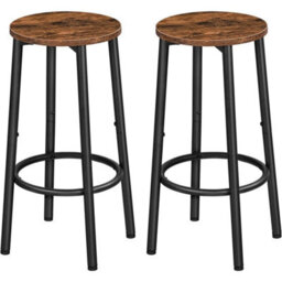 Set Of 2 Round Pub Kitchen Bar Stools Dining Chairs - thumbnail 1