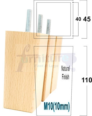 L&F 4X Replacement Furniture Legs Solid Wooden Feet 110mm High Sofas Chairs Settee Cabinets M10 Natural - image 1
