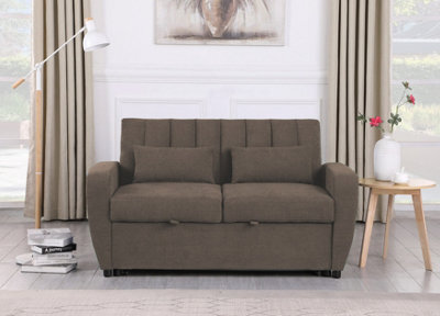 Mattress Guru Gibson 2 Seater Pull-Out Sofa Bed Fabric Guest Bed In Brown - image 1