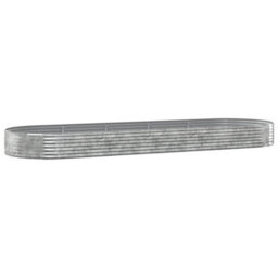 Berkfield Garden Planter Powder-Coated Steel 450X140X36 Cm Silver - thumbnail 2