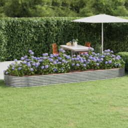 Berkfield Garden Planter Powder-Coated Steel 450X140X36 Cm Silver
