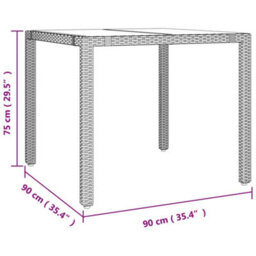 Walplus Garden Table With Glass Top Beige Poly Rattan&tempered Glass - thumbnail 6