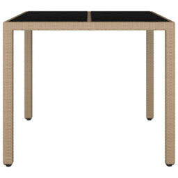 Walplus Garden Table With Glass Top Beige Poly Rattan&tempered Glass - thumbnail 3