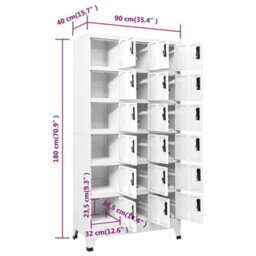 Berkfield Locker Cabinet White 90X40X180 Cm Steel - thumbnail 8