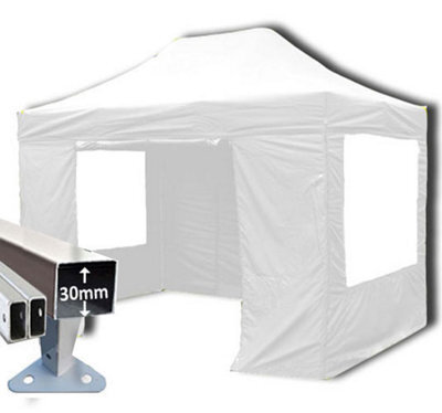 Crocodile Trading 3M X 4.5M Trader-Max 30 Commercial Instant Shelter Pop Up Gazebos Frame, Canopy & Sides - White - image 1
