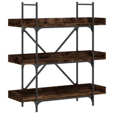 Berkfield Industrial Bookcase 3-Tier Smoked Oak 100X33X108.5 Cm Engineered Wood