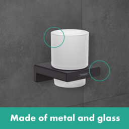 Hansgrohe Addstoris Bathroom Toothbrush Holder Tumbler Matt Black Wall Mounted - thumbnail 3