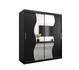Arte Madrid Contemporary 2 Mirrored Sliding Door Wardrobe 9 Shelves 2 Rails Black Matt (H)2000mm (W)1800mm (D)620mm - thumbnail 1