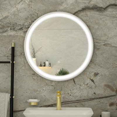 RAK Ceramics Rak Picture Round 600mm Led Illuminated Bathroom Mirror With Touch Sensor & Demister, Chrome Effect - image 1