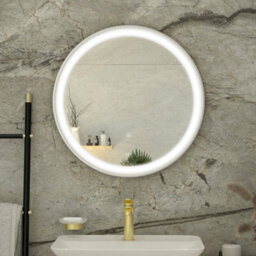 RAK Ceramics Rak Picture Round 600mm Led Illuminated Bathroom Mirror With Touch Sensor & Demister, Chrome Effect