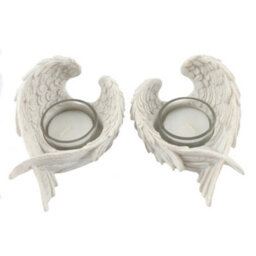 Something Different Angel Wings Tea Light Holder (Pack Of 2) White (One Size) - thumbnail 1