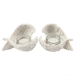 Something Different Angel Wings Tea Light Holder (Pack Of 2) White (One Size) - thumbnail 2