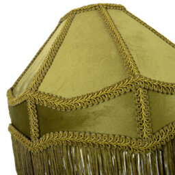 Happy Homewares Traditional Victorian Empire Lamp Shade In Olive Green Velvet With Long Tassels - thumbnail 3