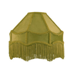 Happy Homewares Traditional Victorian Empire Lamp Shade In Olive Green Velvet With Long Tassels